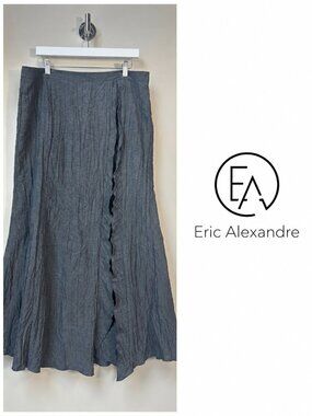 Eric Alexandre Grey Crinkle Asymmetrical Skirt Size EU 44 (US 12-14)